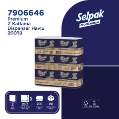 Selpak Professional Premium Z-Fold Dispenser Towels, 23.5 x 24 cm, 200 Sheets - Pack of 20