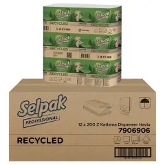 Selpak Professional Recycled Z-Fold Towels, 200 Sheets - Pack of 12