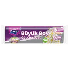 Parex Çöp Torbası Büyük Boy 65 cm x 70 cm Beyaz Limon Kokulu Büzgülü 10'lu Paket