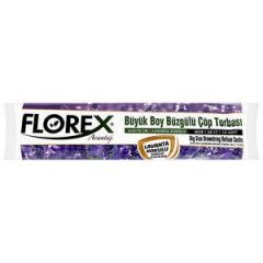Florex Çöp Torbası Büyük Boy 65 cm x 70 cm Mor Lavanta Kokulu Büzgülü 10'lu Paket