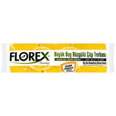 Florex Çöp Torbası Büyük Boy 65 cm x 70 cm Sarı Limon Kokulu Büzgülü 10'lu Paket