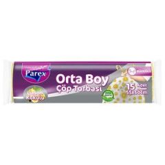 Parex Çöp Torbası Orta Boy Beyaz Limon Kokulu Büzgülü 15'li Paket