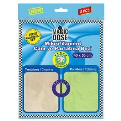 Magic Dose FA2-1229 Microfilament Glass and Polishing Car Cleaning Cloth, 40 cm x 50 cm, Pack of 2
