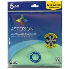 Asterion Microfilament Cleaning Cloth, Green, 5-Pack