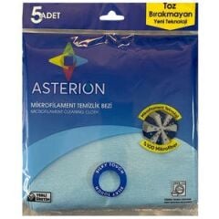 Asterion Microfilament Cleaning Cloth, Blue, 5-Pack