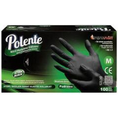Polente Nitril Muayene Eldiveni Pudrasız Medium Siyah