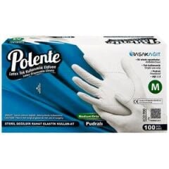 Polente Lateks Muayene Eldiveni Pudralı Medium 100'lü Paket