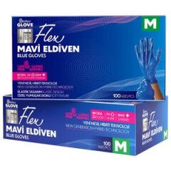Flex Tpe Hibrit Eldiven Medium Mavi 100'lü