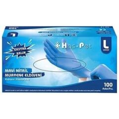 Has-pet Kalın Nitril Eldiven Mavi L 100'lü Paket