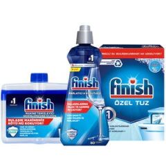 Finish Cleaning and Maintenance Set (Polish Aid 400 ML + Machine Cleaner Liquid 250 ML + Salt 500 GR)