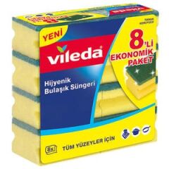Vileda Green Grooved Sponge 8-Pack Eco Pack