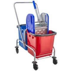 Ceymop Doppel-Eimer-Stahlpressen-Reinigungsset mit verchromtem Gehäuse